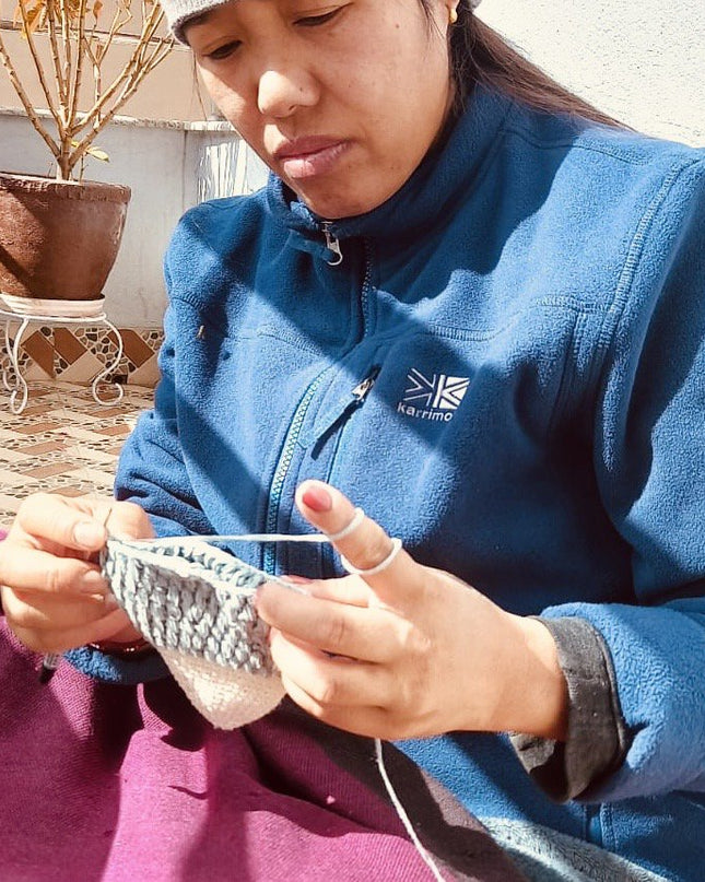 Luna-Leena wanddecoratie grote vis - grijs - biologisch katoen - handgehaakt in Nepal