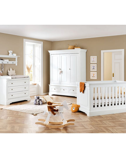 Startset 'Emilia' breed groot, incl. wandplank4 delen: ledikant, brede commode, grote kledingkast, wandplank