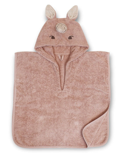 Adelin badponcho van Biologisch Katoen – Roze, Dino Motief met Spikes, 50×50 cm