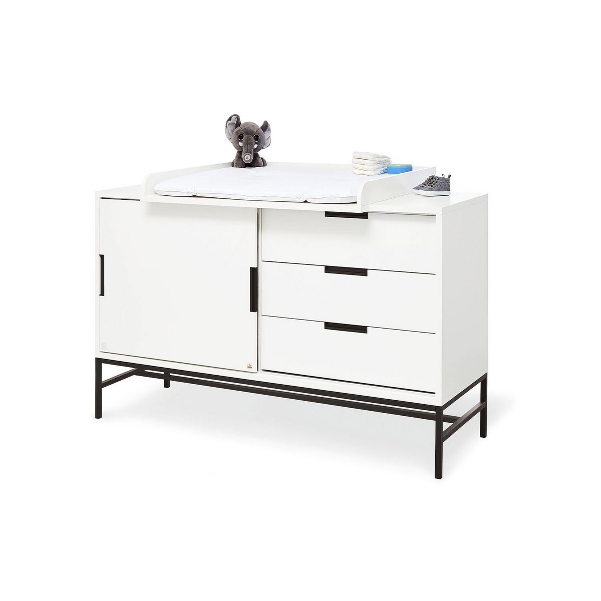 Startset 'Steel' extra breed groot3 delen: ledikant, extra brede commode, grote kledingkast
