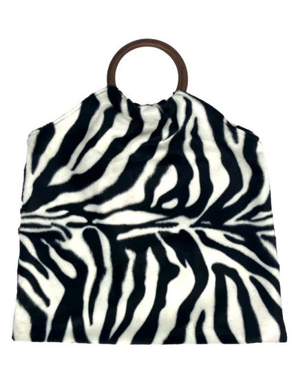 Luna-Leena tas zebrastreep zwart/wit - imitatiebont - handgemaakt in Nepal