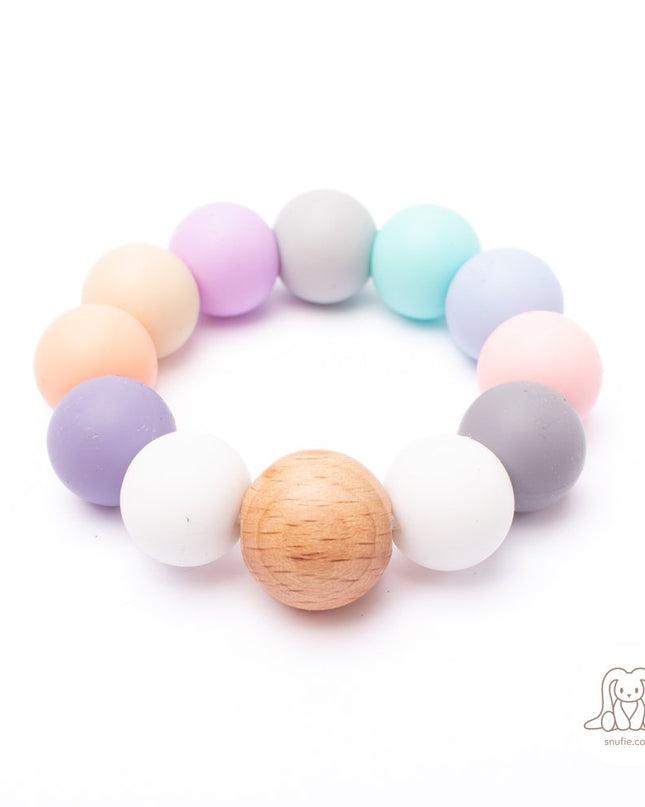 Baby siliconen bijtring | KRALEN Pastel Regenboog