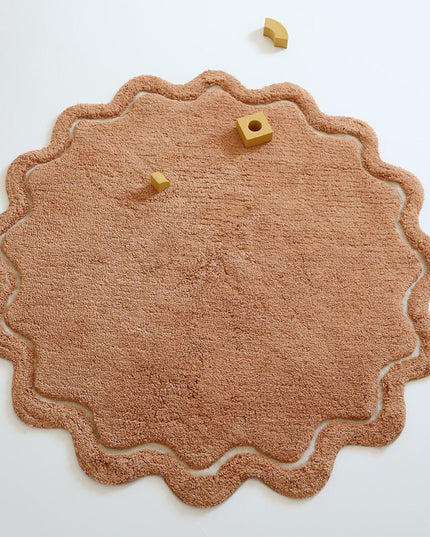 SWEET APRIL TOFFEE – Rond Wasbaar Katoenen Kindertapijt vloerkleed