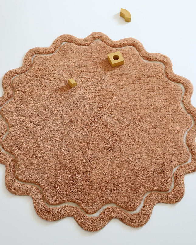 SWEET APRIL TOFFEE – Rond Wasbaar Katoenen Kindertapijt vloerkleed