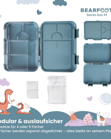 Kinder-Lunchbox mit Fächern, Lunchbox, Bento-Box – Affenblau