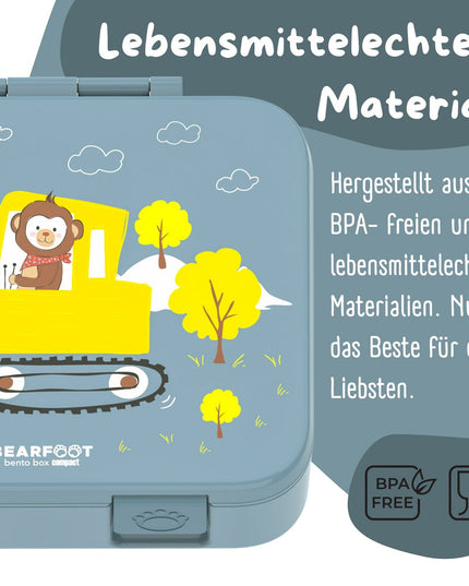 Lunchbox met compartimenten, licht en lek - proof - graafmachine blauw - 650 of 1000ml