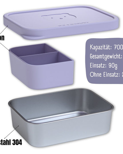 Kinder-Lunchbox aus Edelstahl mit Silikoneinsatz – Lavendel