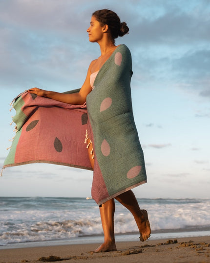 WATERMELON RED - 100% Cotton - Hammam Towel &amp; Beach Towel