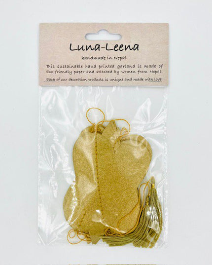 Luna-Leena slinger hart - ecopapier goud - wanddecoratie - L1,82cm - handgemaakt in Nepal