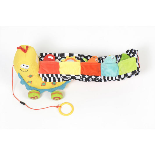Dolce Toys speelgoed Classic trekfiguur & activiteitenknuffel slak Semmy - 21 cm