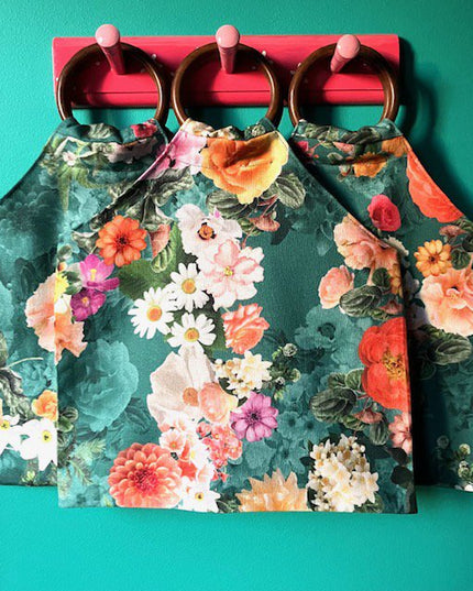 Luna-Leena tas bloem groen - katoen - handgemaakt in Nepal