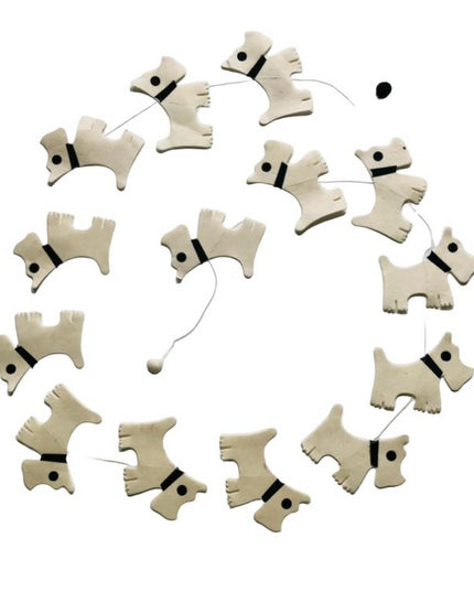 Luna-Leena slinger hond ecopapier gebroken wit wanddecoratie - L1,82cm - handgemaakt in Nepall