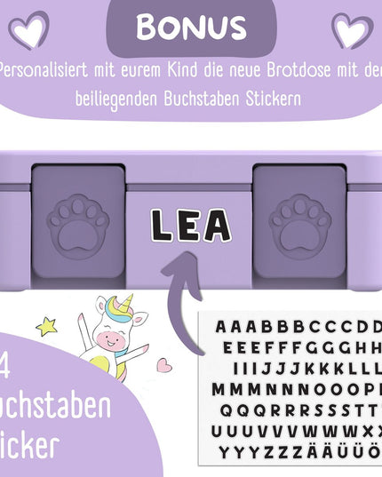 Blattförmiger Behälter mit Fächern, leicht und auslaufsicher – Einhornlila