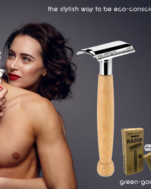 green-goose Klassiek Scheermes met Scheerzeep en Scheerkwast - Bamboe