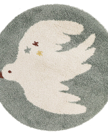 Small Bohemian Bird Aqua – Ronde katoenen kindertapijt vloerkleed