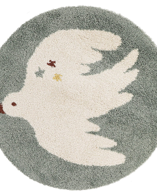 Small Bohemian Bird Aqua – Ronde katoenen kindertapijt vloerkleed