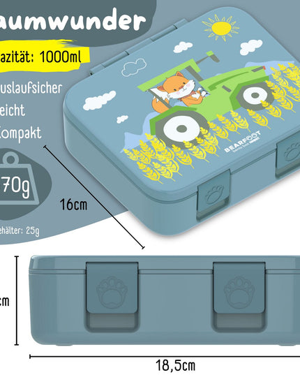 Nachhaltige Bento COMPACT Lunchbox – mit Fächern, auslaufsicher, BPA-frei – Tractor