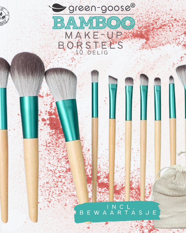 green-goose Make-up Borstel Set met Zak - 10 Stuks