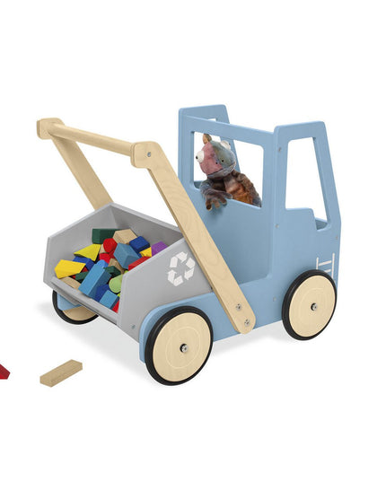 Leren loopwagen 'Kipplaster Fred', blauw
