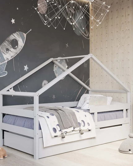 YappyHytte 200 cm huisbed, LICHTGRIJS