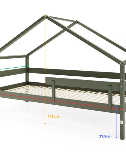 YappyHytte Hausbett 200-90 cm, GRÜN