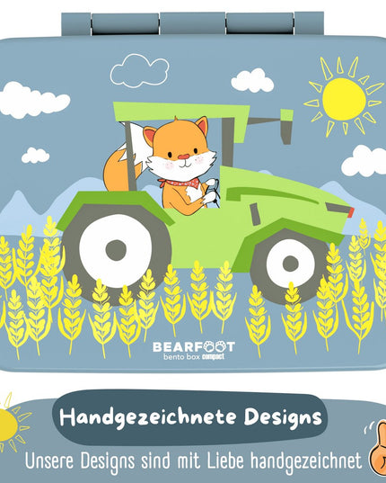 Nachhaltige Bento COMPACT Lunchbox – mit Fächern, auslaufsicher, BPA-frei – Tractor
