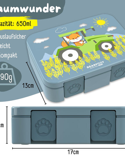 Nachhaltige Bento COMPACT Lunchbox – mit Fächern, auslaufsicher, BPA-frei – Tractor