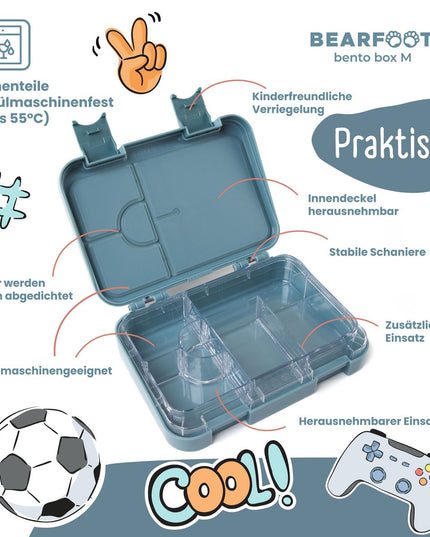 Kinder-Lunchbox mit Fächern, Lunchbox, Bento-Box – blau