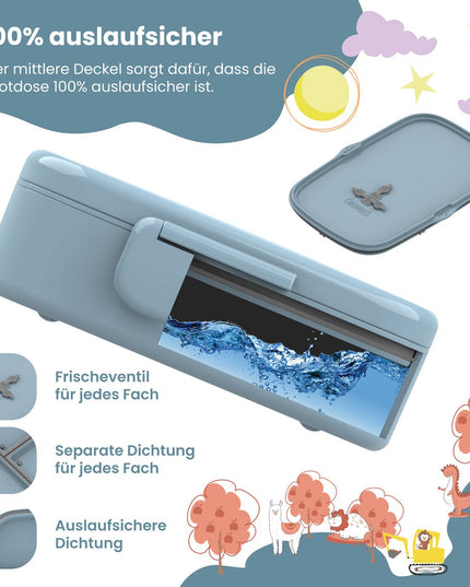 Kinder-Lunchbox mit Fächern, leicht und auslaufsicher – blau