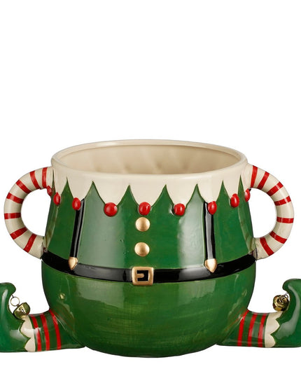 Funny Bloempot - L28 x B19 x H17 cm - Dolomiet - Groen kerst 2025