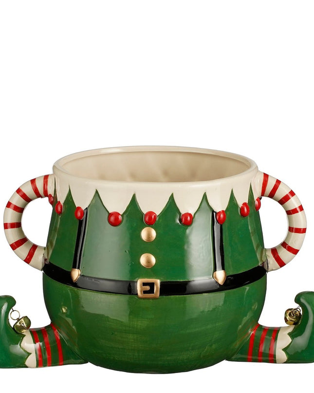 Funny Bloempot - L28 x B19 x H17 cm - Dolomiet - Groen kerst 2025