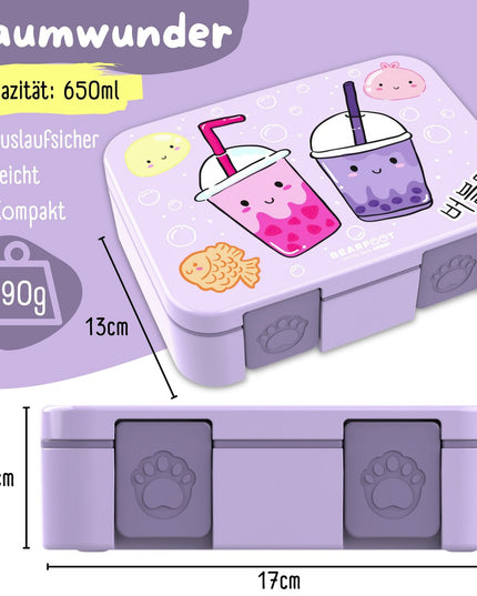Blattdose mit Ventilatoren, Licht und auslaufsicherem Bubble Tea lila