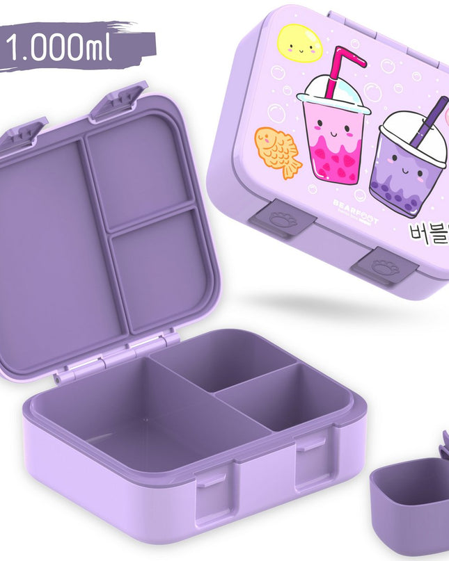 Blattdose mit Ventilatoren, Licht und auslaufsicherem Bubble Tea lila