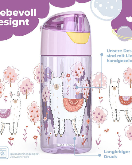Children's water bottle, lightweight water bottle - llama