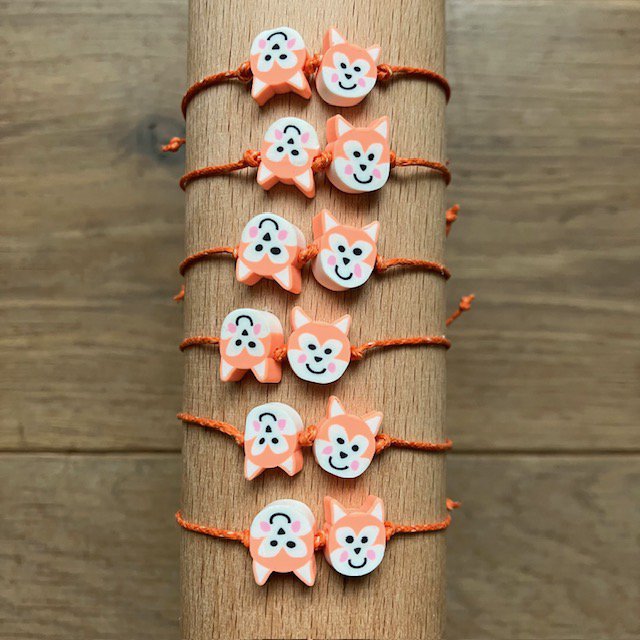 Luna-Leena kinderarmband vos oranje - handgemaakt in Nepal