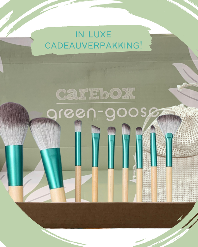 green-goose Make-up Borstel Set met Zak - 10 Stuks