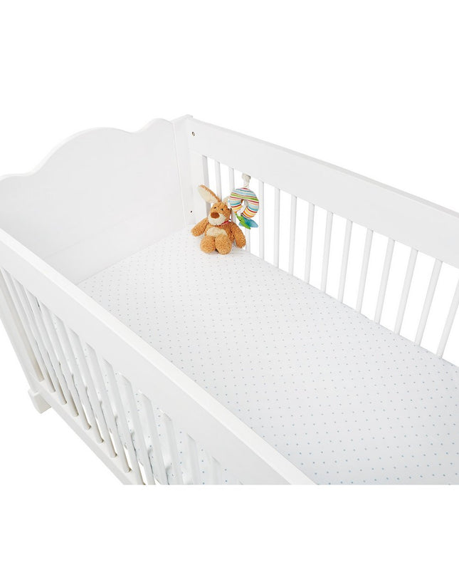 Hoeslakens voor ledikanten in twinpack 'Sternchen', jersey, lichtblauw en effen, wit