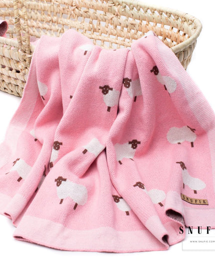 Babydeken | SCHAPEN | Roze | Katoenen deken