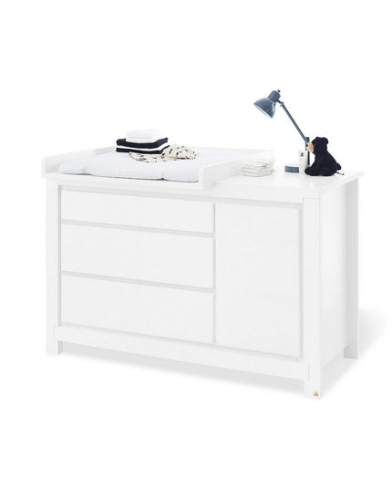 Startset 'Milk' extra breed, incl. wandplank
3 delen: ledikant, extra brede commode, wandplank