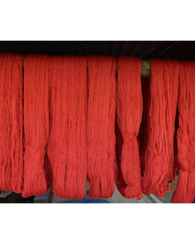 Luna-Leena kinderkruk met een paddenstoelbekleding hoes - rood - katoen & hout - Handgehaakt in Nepal