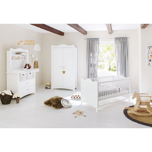 Startset 'Florentina' breed, incl. brede kast4 delen: ledikant, brede commode, brede plank, 2-deurs kledingkast