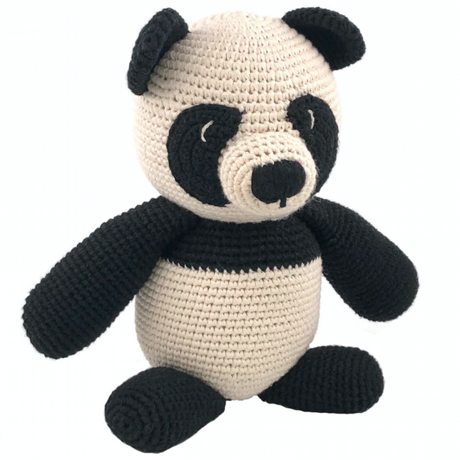 Luna-Leena panda beer knuffel zwart & wit - biologisch katoen - handgehaakt in Nepal