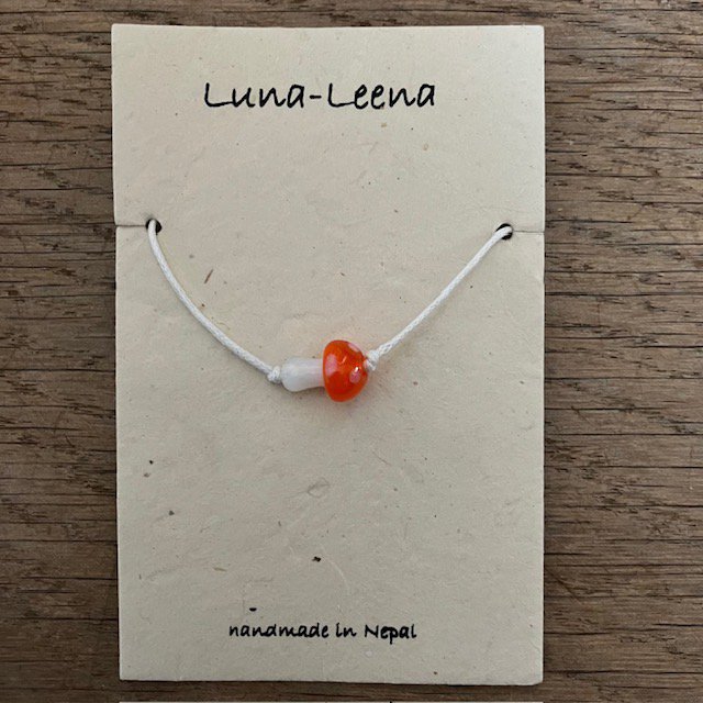 Luna-Leena kinderarmband paddestoel oranje - handgemaakt in Nepal (kopie)
