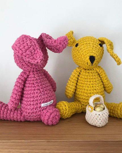 Luna-Leena konijn/konijn roze knuffel  - katoen - handgehaakt in Nepal