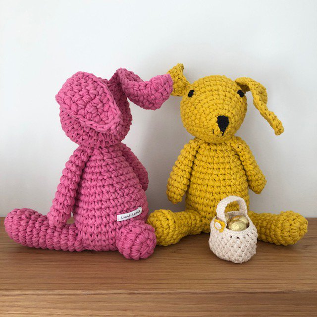 Luna-Leena konijn/konijn roze knuffel  - katoen - handgehaakt in Nepal