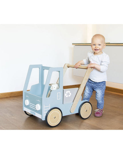 Leren loopwagen 'Kipplaster Fred', blauw