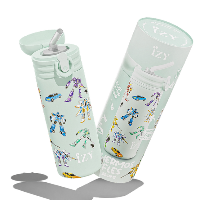 IZY Kids Thermos bidon - Green Transformers - 350ML To-Go Insulated Water Bottles