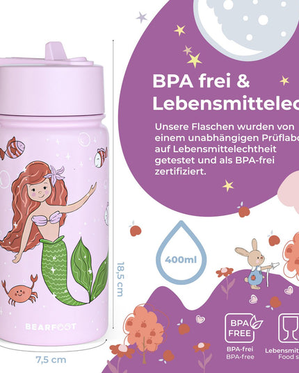 Thermo children's drinking bottle stainless steel - water bottle - thermo - Mermaid purple