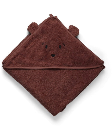 Aki Baby baddoek Handdoek met Kap – 100% Biologisch Katoen, Mahonie, 70x70 cm