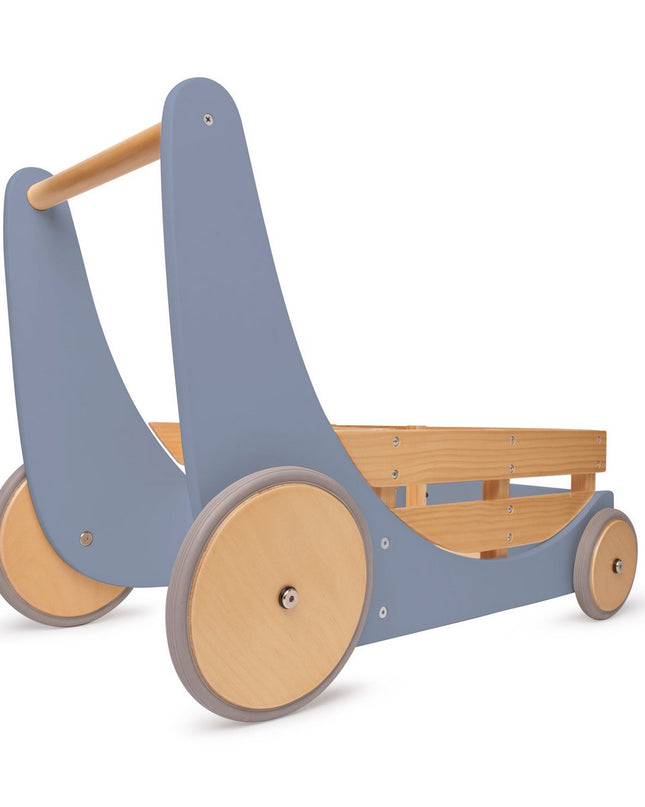 Kinderfeets 2-in-1 houten opbergkar & loopwagen - Slate Blue- dreumes & peuter